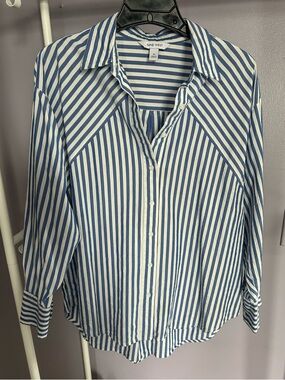 Nine West Blue and White Striped Shirt
